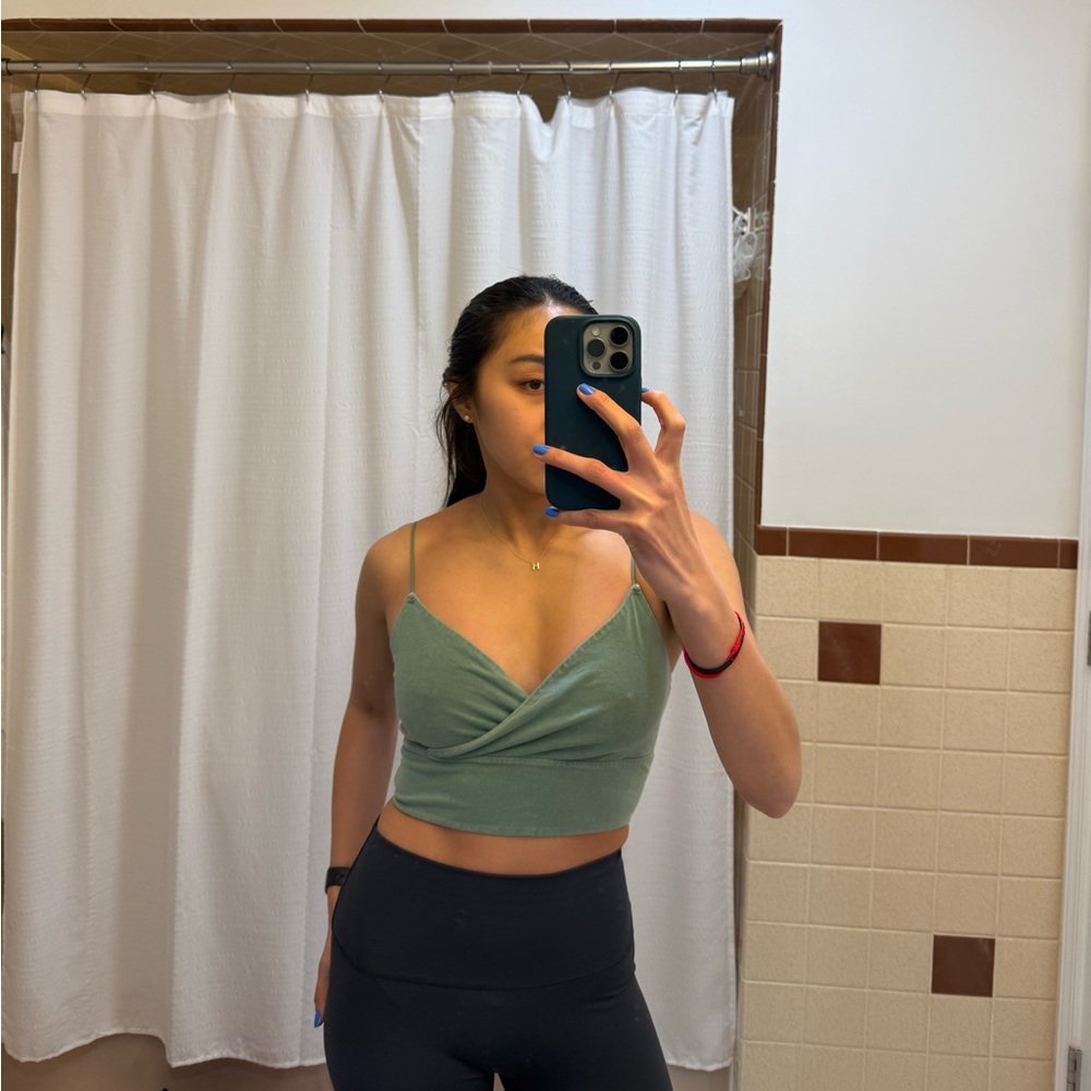 Green bungee crop top